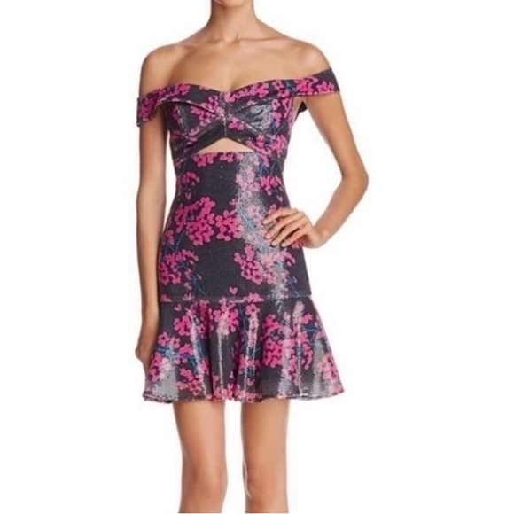 Wayf Dresses & Skirts - Wayf Janet Off-the-Shoulder Sequin Flounce Dress